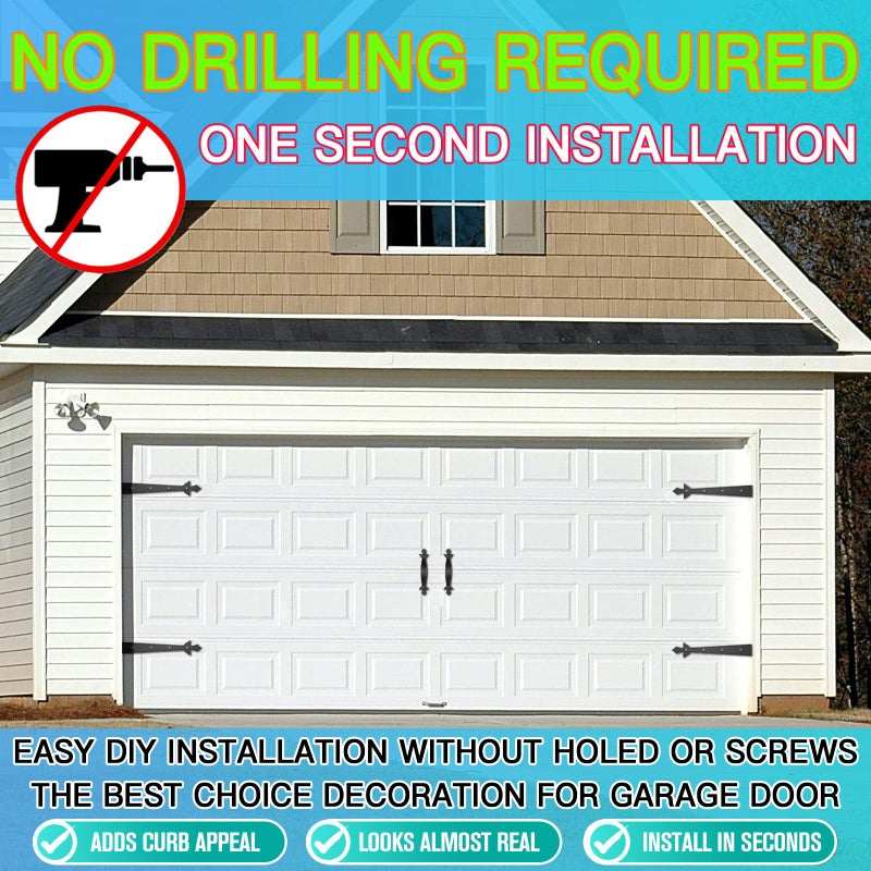 RHULKRUI Strong Magnetic Garage Door Decorative Hardware Garage Door Magnetic Hardware with 4 Strong Magnets Garage Door Decorative Hardware 4 Hinges+2 Handles Second Upgrade N38 Magnet?Double Strong Magnetic? - Image 4